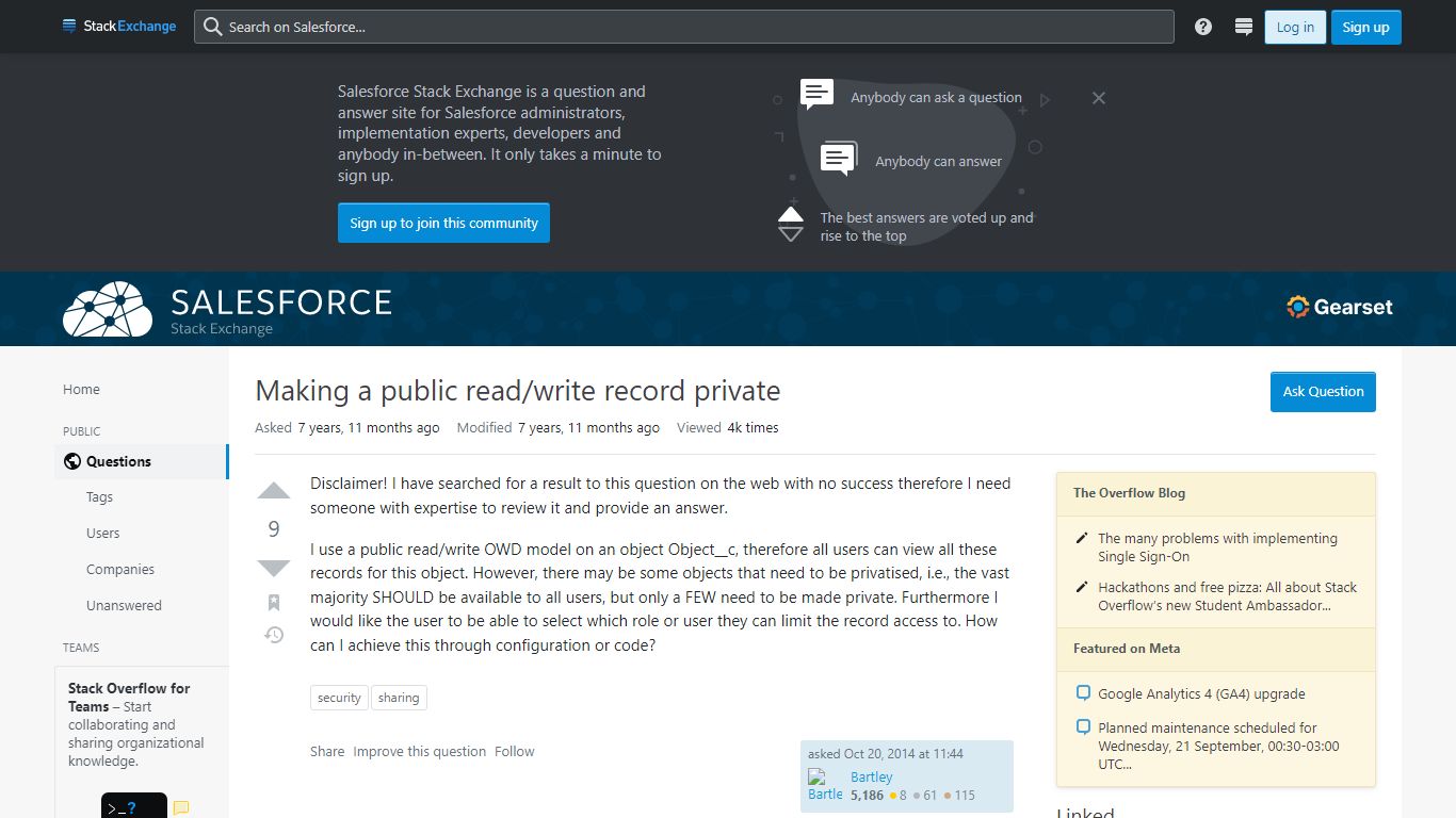 security - Making a public read/write record private - Salesforce Stack ...